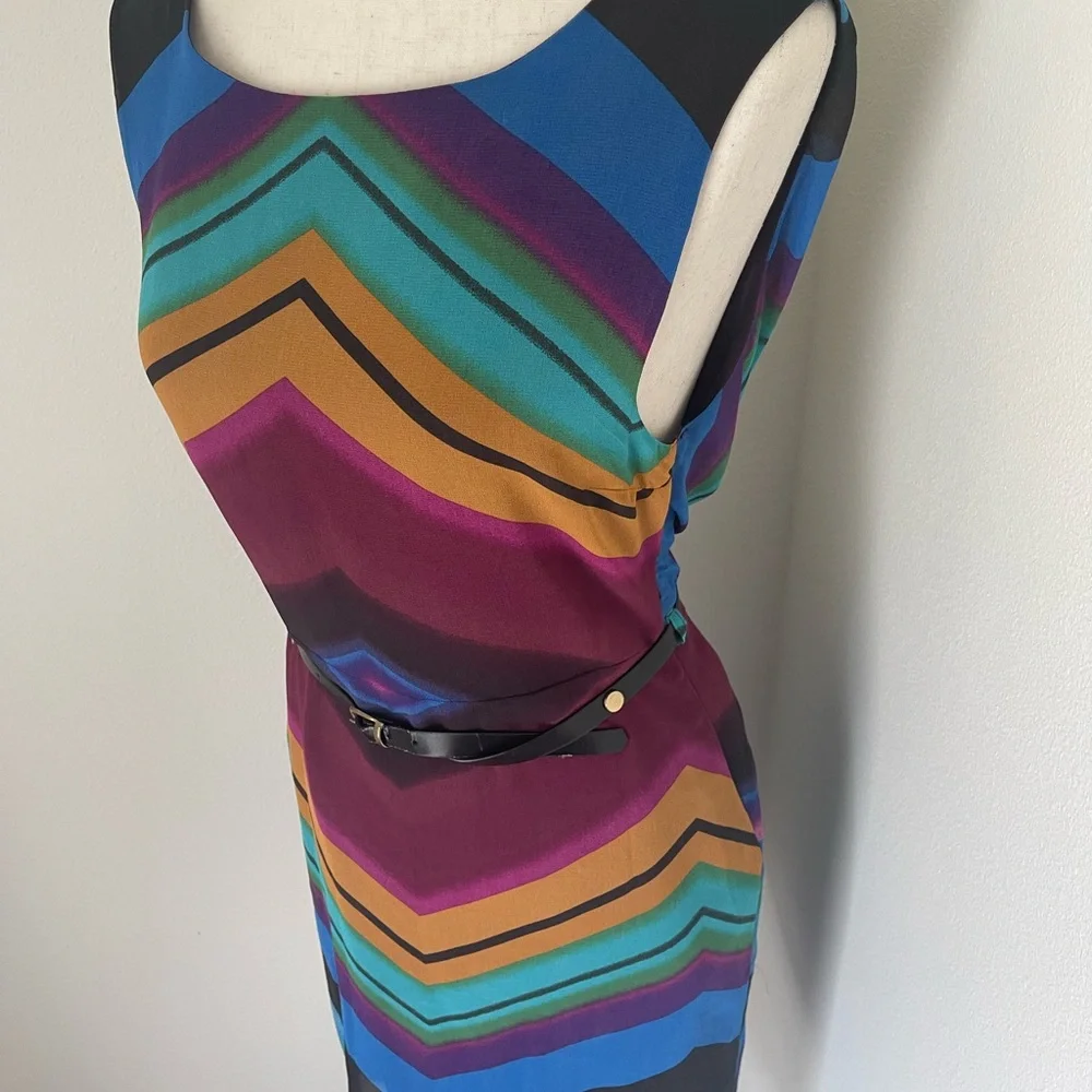 Multicolor Chevron Pattern Dress - Picture 2 of 7